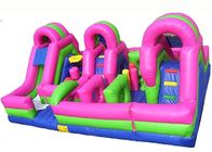 Colrful Giant Combo Inflatable Fun City With Slide And Obstacle Course
