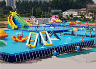 Unitized Amusement Inflatable Water Parks , Blow Up Water Slide With Bracket Pool