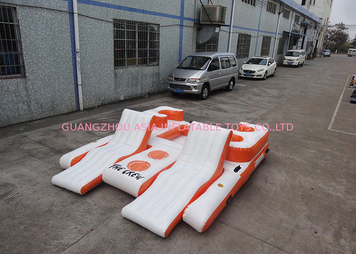 Orange 0.9mm PVC Tarpaulin Inflatable Floating Island For Water Sports