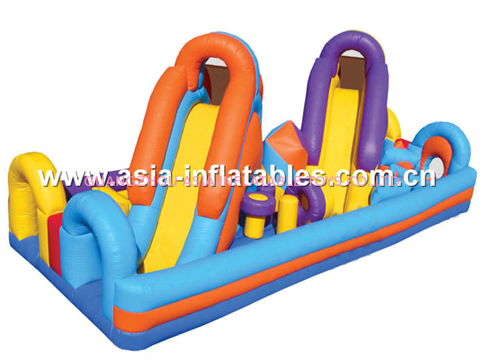 Inflatable Obstacle Challenges Course With Double Slides