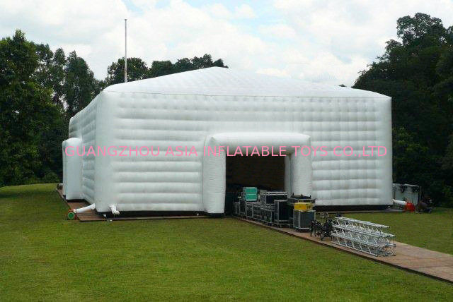 2014 large white inflatable party event marquee tent with window and tunnel entrance3