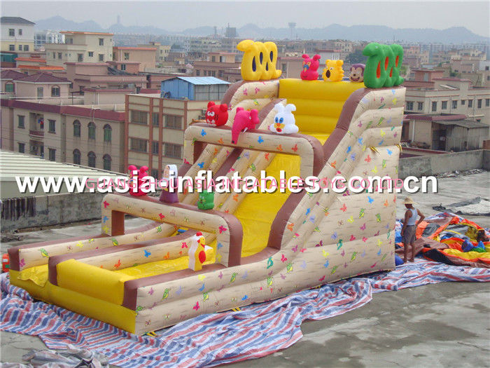 Inflatable Slide With Lovely Animal Cartoons For Outdoor Inflatable Sports Games