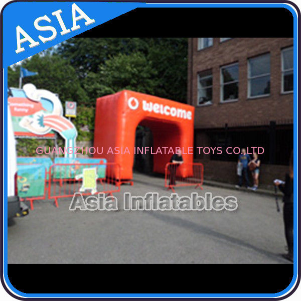 Orange Square Welcome Inflatable Arch Entrance Gate For Park