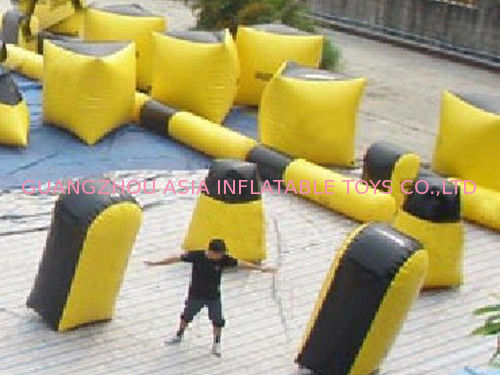 Inflatable paintball bunker blindage with durable vavles