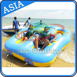 Sealed Towable 4 Person Inflatable Boats Yellow / Blue Rolling Donut Boat