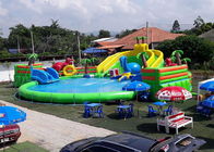 Inflatable Giant Mobile Water Park Site , Funny And Commercial Swimming Pool Park Equipment