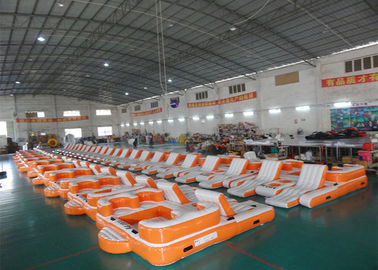 Orange 0.9mm PVC Tarpaulin Inflatable Floating Island For Water Sports