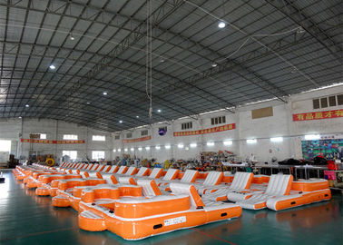 Orange 0.9mm PVC Tarpaulin Inflatable Floating Island For Water Sports