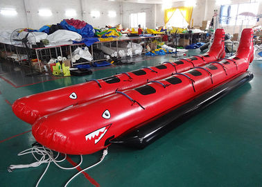 10 Passenger In-Line Red Shark Towable Inflatable Banana Boat For Sale Beach Toy