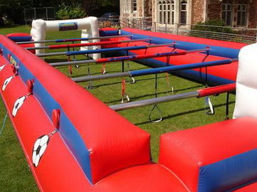 Yellow With Blue Inflatable Soap Soccer Field For Commercial Use