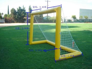 Yellow With Blue Inflatable Soap Soccer Field For Commercial Use