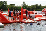 White And Red Inflatable Floating Water Obstacle / Outdoor Water Sports Park