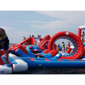 Red and Blue Inflatable Aqua Park , 0.9mm PVC Tarpaulin Inflatable Sports Park