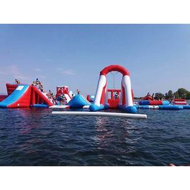 Red and Blue Inflatable Aqua Park , 0.9mm PVC Tarpaulin Inflatable Sports Park