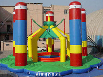 Flame / UV Resistant Airhouse Inflatable Bungee Trampoline , Inflatable Amusement Park