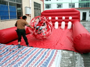 Inflatable Amusement Park With Human Bowling For Match Games