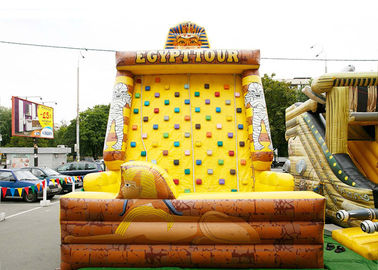 Inflatable Amusement  Park With Golden Rock Climbing Wall , Printed Partern