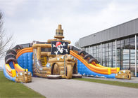 Giant Inflatable Pirate Cove Ship With Two Lanes Slide For Children Entertainment