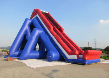 Blue And Red Giant Inflatable Slide With Three Lanes / Digital Printing