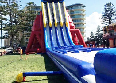 Blue And Grey Giant Inflatable Water Wave Slide For Event With Five Lanes