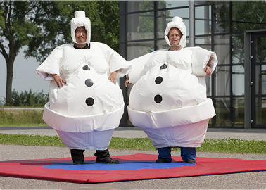 White Inflatable Cartoon Sumo Suits With Foam / Sumo Wrestler Costume