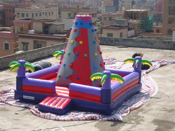 Bright Coloured Rock Climbing Wall And Safe Pool In Inflatable Amusement Park