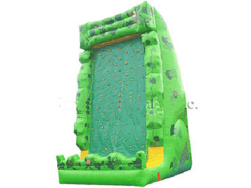 PVC Tarpaulin Outdoor Inflatable Amusement Park With Green Rock Climbing Wall