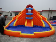 Blue Inflatable Amusement Park , Mini Bouncer With Double Water Slide