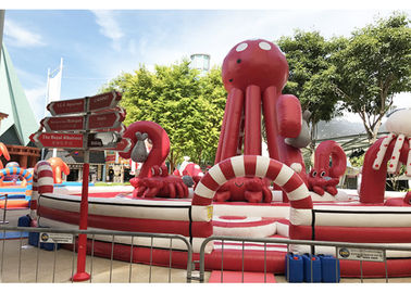 0.55mm PVC Tarpaulin Pink Inflatable Combos Octopus Playground CE EN71 EN14960