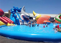 Amusement Inflatable Water Parks With Slide 420D Polyester Coated PVC Waterproof
