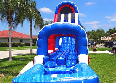 Colorful Giant Inflatable Slide With Double Lanes / Adult Water Wave Slide