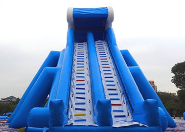 Colorful Giant Inflatable Slide With Double Lanes / Adult Water Wave Slide