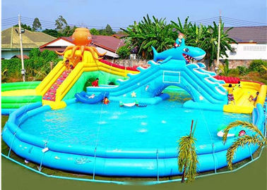 Commercial Octopus Inflatable Water Parks For Kids / Blow Up Pool With Slide