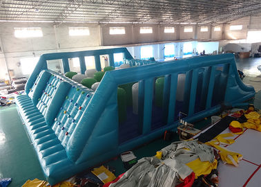 Blue Inflatable Obstacle Challenges , Bouncy Obstacle Course For Adult And Kids