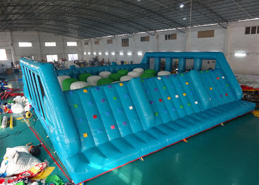 Blue Inflatable Obstacle Challenges , Bouncy Obstacle Course For Adult And Kids