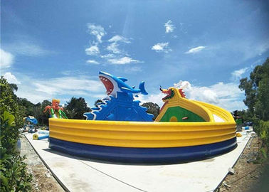 Customized Inflatable Water Parks , Giant Shark Inflatable Swimming Pool With Slide