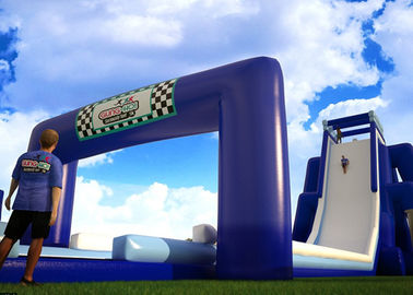 Cartoon Theme Giant Inflatable Slide With Three Lanes Silk - Screen Printing