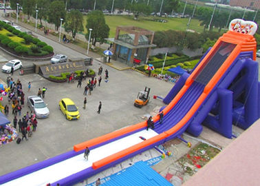 Outdoor Orange Giant Inflatable Beach Water Slide With Digital Printing