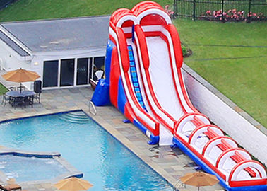 Commercial Giant Inflatable Dry And Wet Slide For Adult / Dual Lane Inflatable Slip N Slide