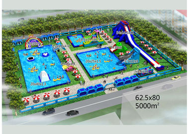 Puncture - Proof Inflatable Water Parks / Amusement Park Commercial Blow Up Water Slides