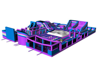 Custom Purple Gigantic Inflatable Theme Park / Kids Trampoline Park