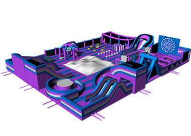 Custom Purple Gigantic Inflatable Theme Park / Kids Trampoline Park