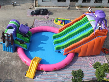 Hot Selling Exciting Octopus Inflatable Water Park Games with double slides and pool