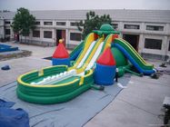 green inflatable big turtle slide and pool water park games