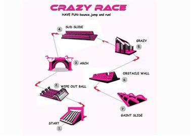 Insane Pink Color Rush Challenge Commercial Inflatable Obstacle Course