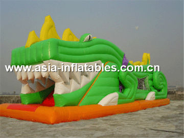 Inflatable Slide In Crocdile Shape With Tunnels For Children Party Games