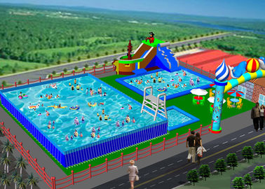 Removeable Inflatable Water Park With Swimming Pool For Schools , Sports Arenas