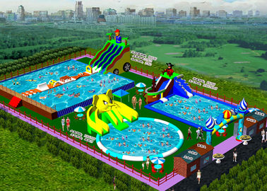 Customized Size Inflatable Water Park With Protection Coating EN71-1-2-3