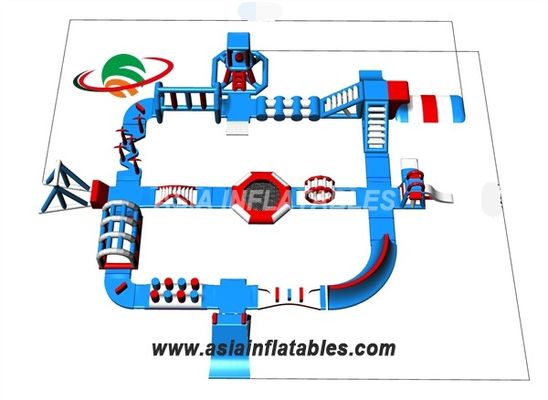 Blue Color Pool 30M 0.6mm PVC Inflatable Water Park