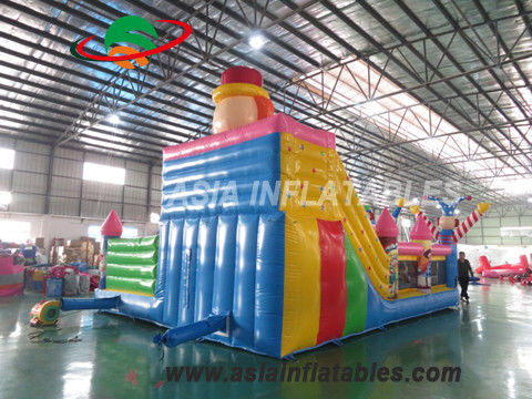 Anti Ruptured 8 X 6M Colorful Clown Theme Inflatable Fun City